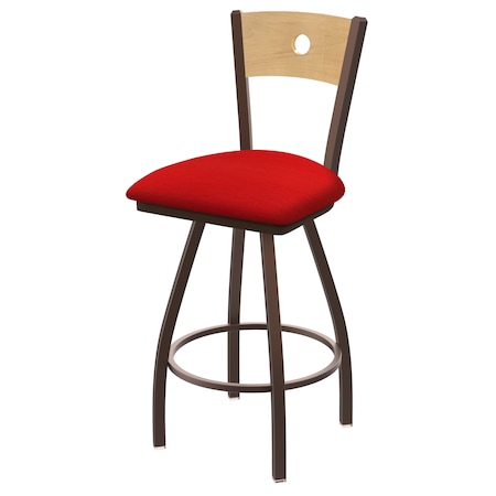 Holland Bar Stool Co 30" Swivel Counter Stool, Brnz Finish, Nat Back, Canter Red Seat X830